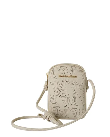 Geanta crossbody din piele ecologica cu logo, Bej
