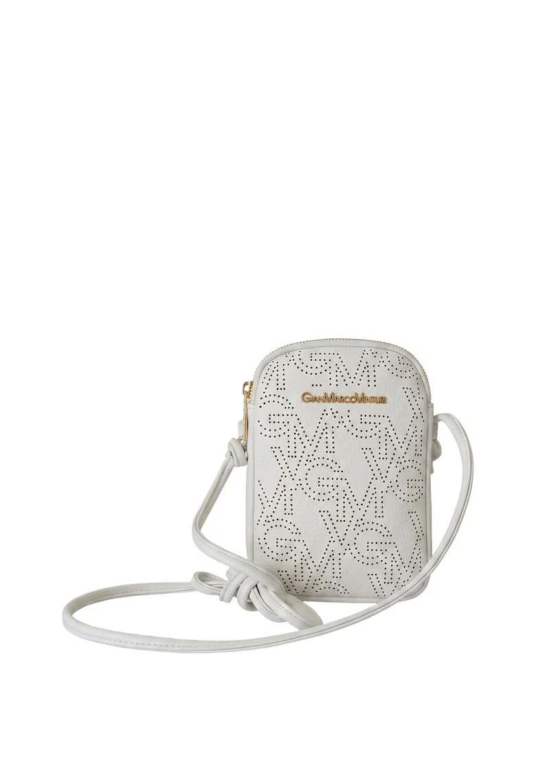 Geanta crossbody din piele ecologica cu logo, Alb