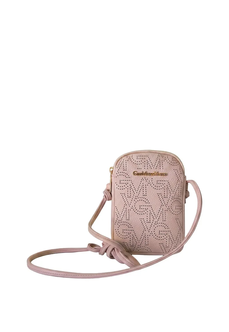 Geanta crossbody din piele ecologica cu logo, Roz