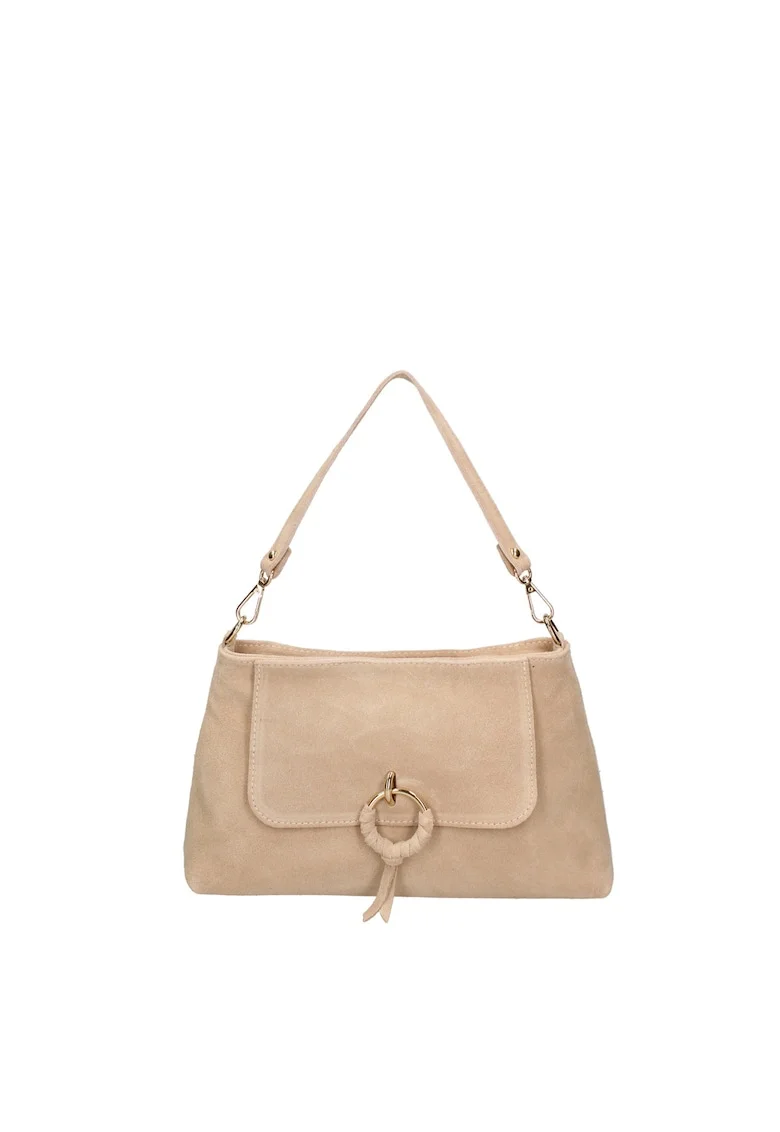 Geanta crossbody de piele intoarsa Celeste Pro, Bej