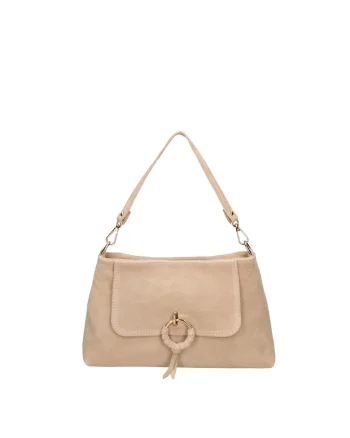 Geanta crossbody de piele intoarsa Celeste Pro, Bej