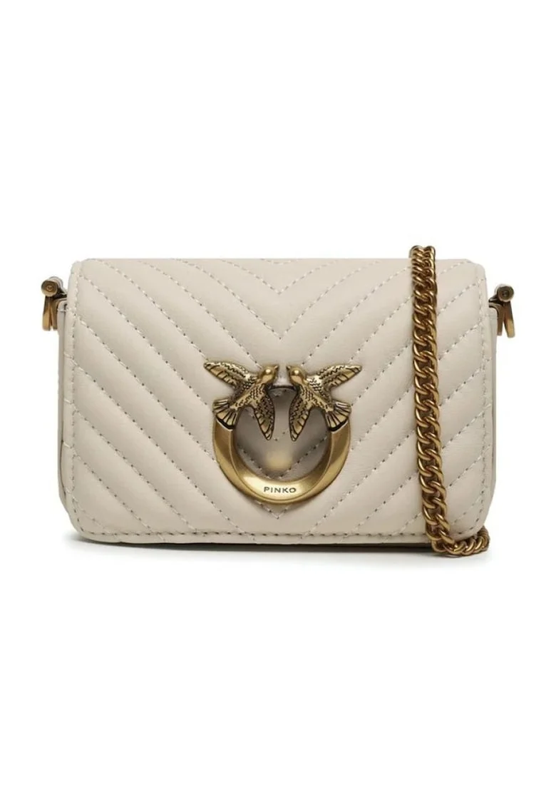 Geanta crossbody cu aspect matlasat, din piele Love Mini, 6x15x20cm