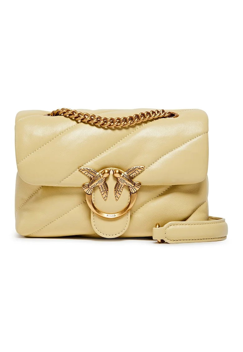 Geanta crossbody de piele Love Puff, Crem