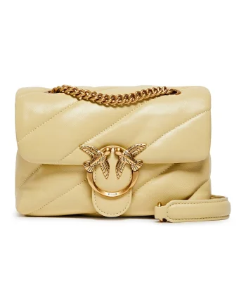 Geanta crossbody de piele Love Puff, Crem