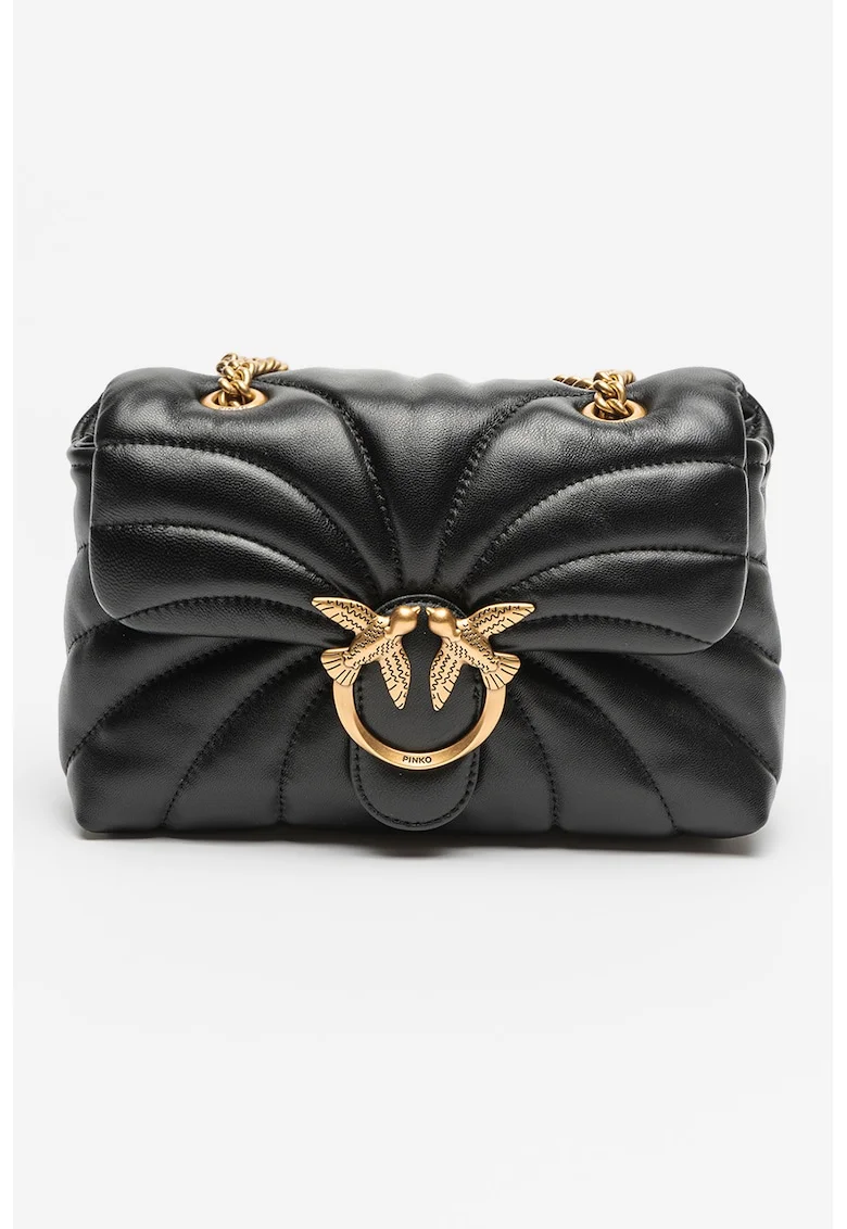 Geanta crossbody de piele Love Puff, Negru