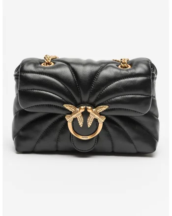 Geanta crossbody de piele Love Puff, Negru
