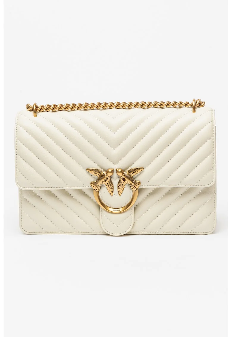Geanta crossbody de piele Love One Classic, Alb fildes