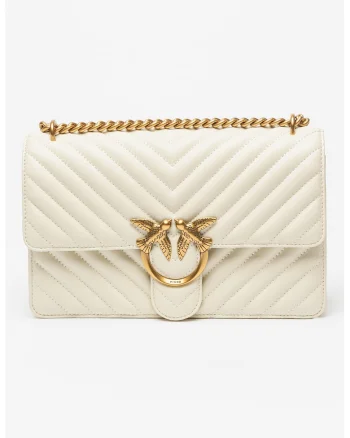 Geanta crossbody de piele Love One Classic, Alb fildes