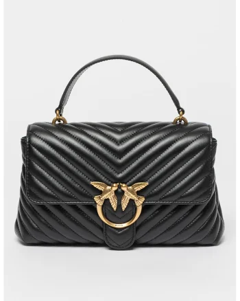 Geanta crossbody de piele Love Lady Puff, Negru