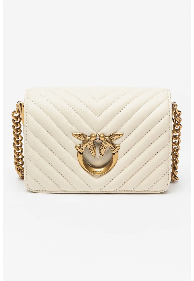 Geanta crossbody de piele Love Click, Alb fildes