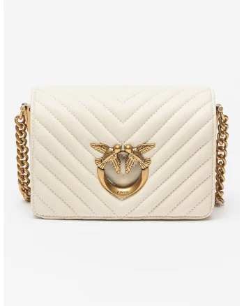 Geanta crossbody de piele Love Click, Alb fildes