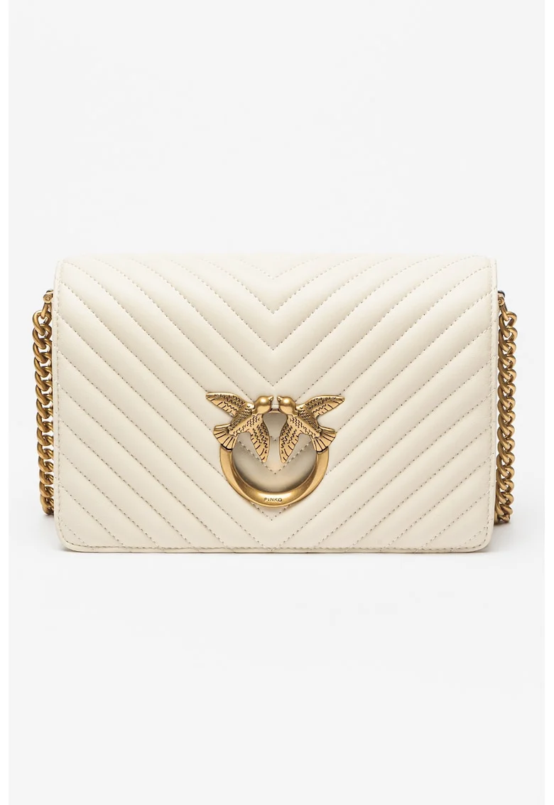 Geanta crossbody din piele Love Click, Crem
