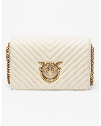 Geanta crossbody din piele Love Click, Crem