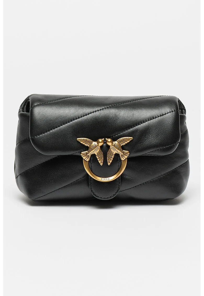 Geanta crossbody de piele Love Puff Baby, Negru