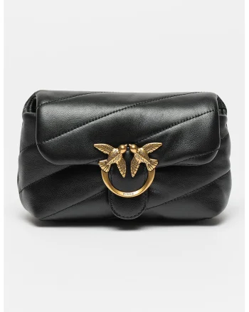 Geanta crossbody de piele Love Puff Baby, Negru