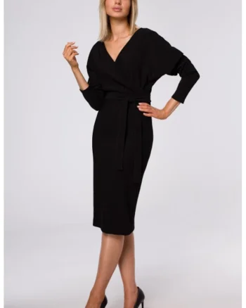 Rochie bodycon cu decolteu in V,, Negru