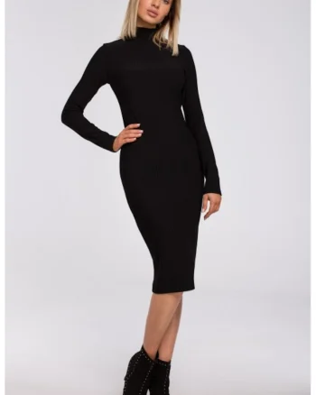 Rochie bodycon cu guler scurt,, Negru