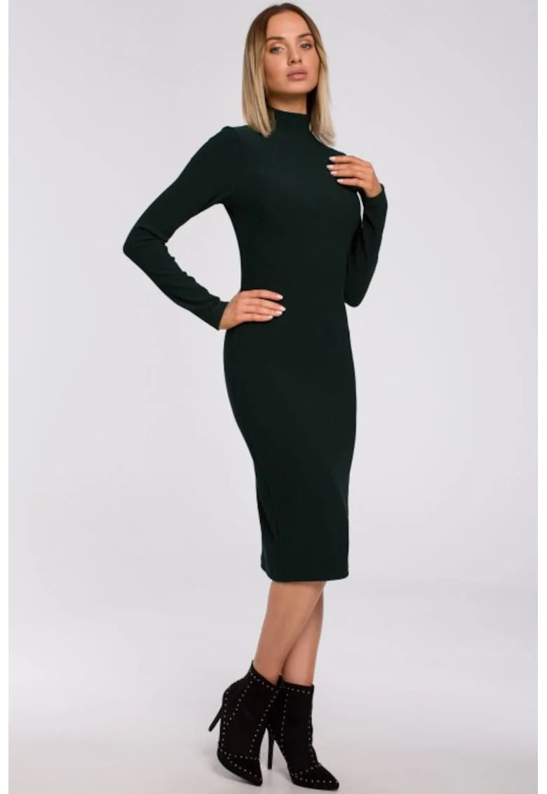 Rochie bodycon cu guler scurt,, Verde
