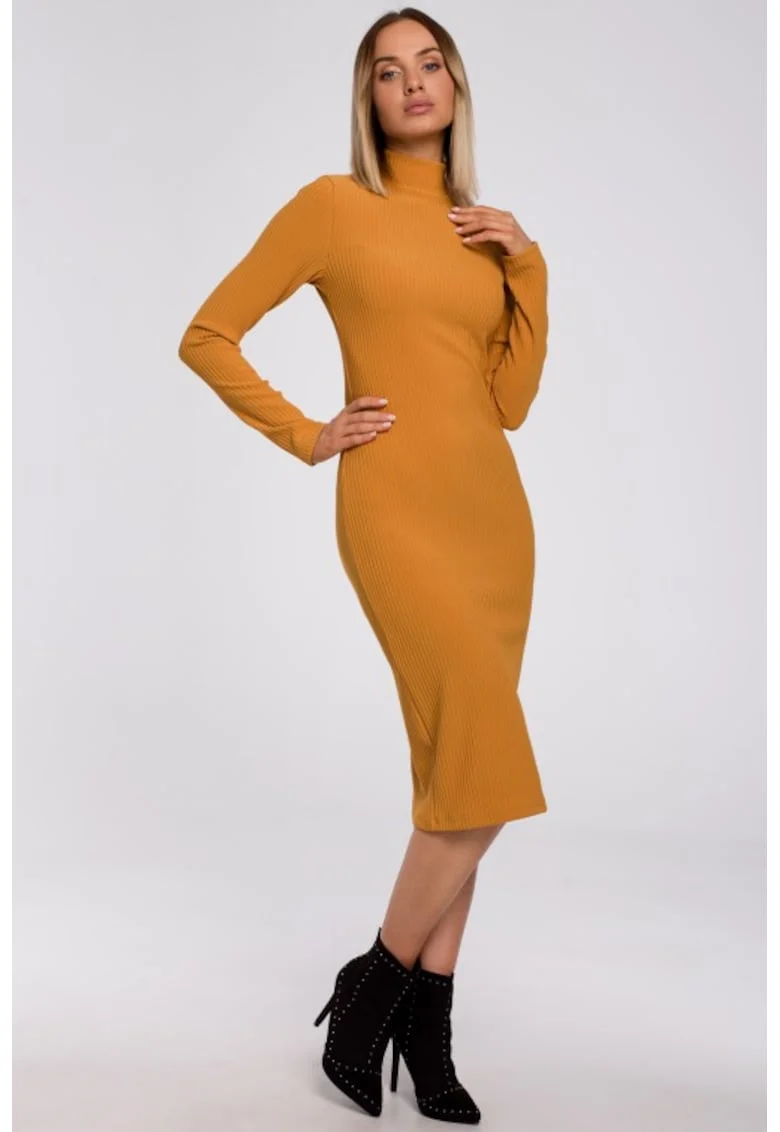 Rochie bodycon cu guler scurt,, Portocaliu