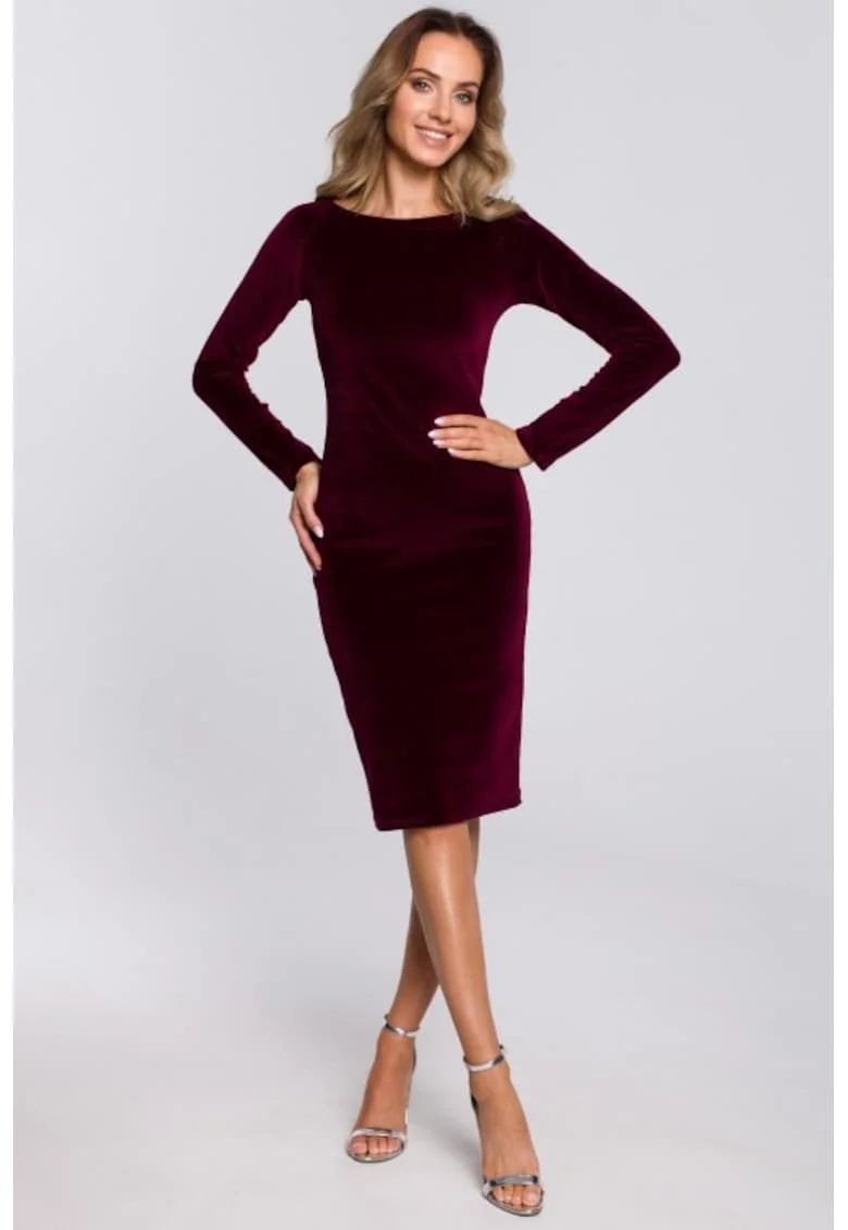 Rochie bodycon din velur,, Rosu