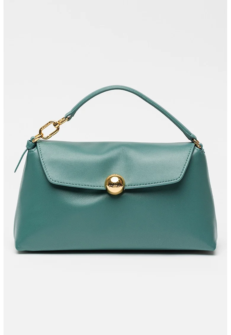 Geanta crossbody de piele cu bareta aditionala Sfera Soft, Albastru teal