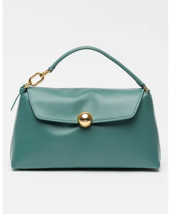 Geanta crossbody de piele cu bareta aditionala Sfera Soft, Albastru teal