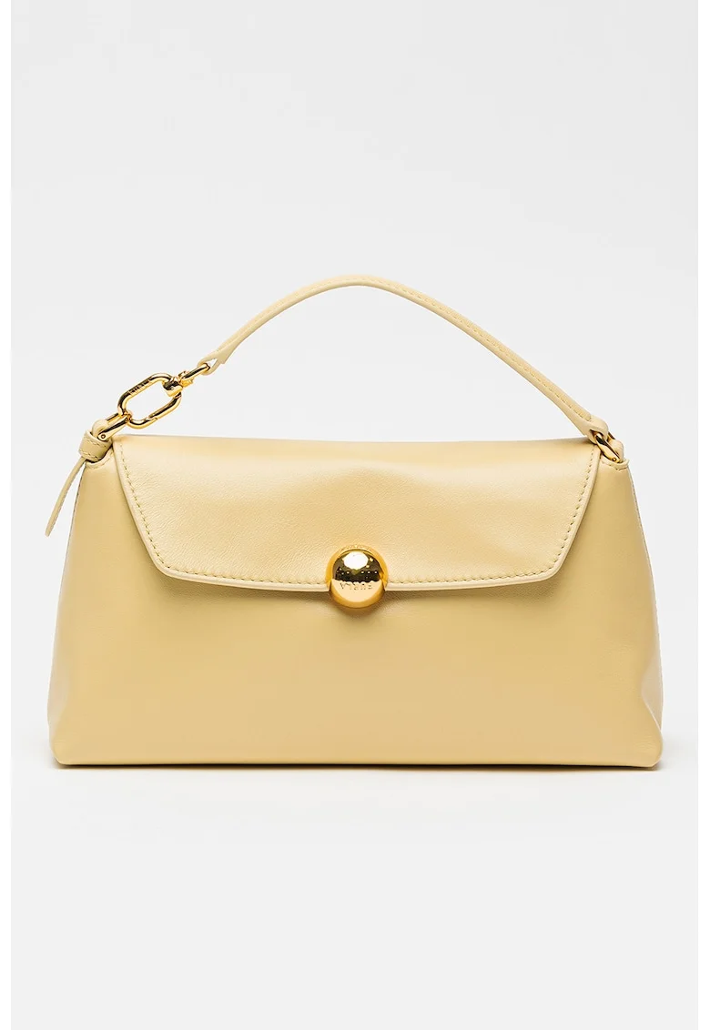Geanta crossbody de piele cu bareta aditionala Sfera Soft, Galben pai