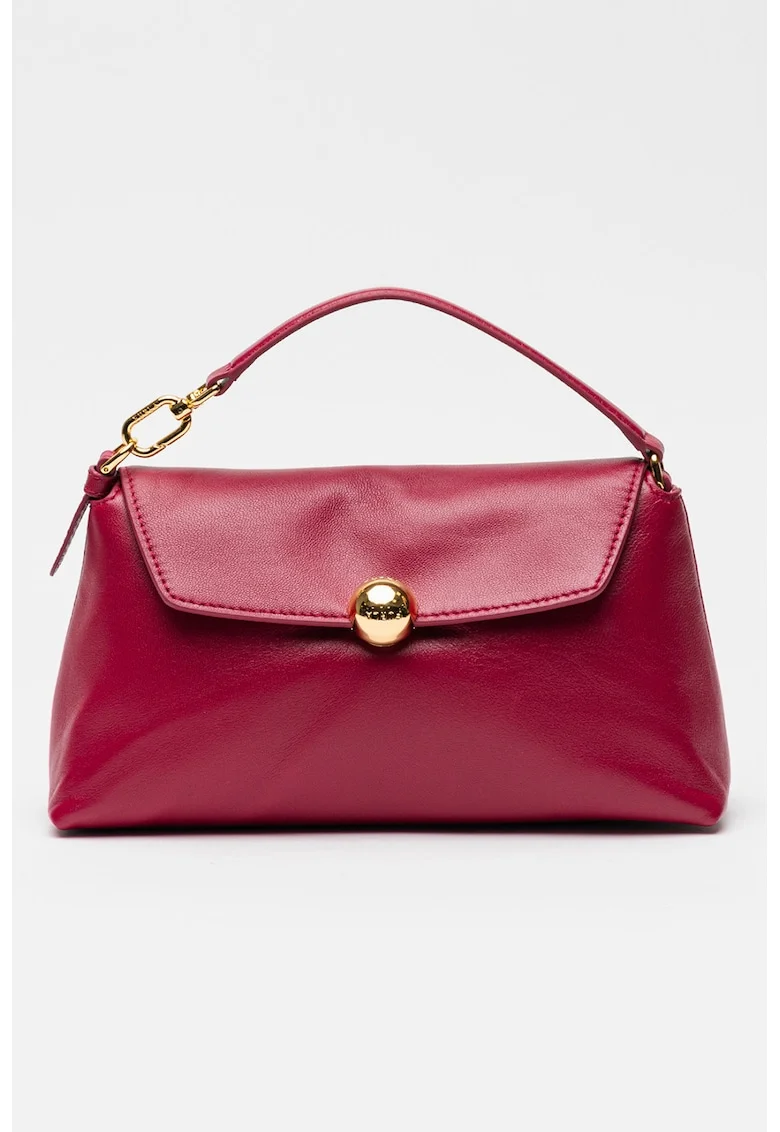 Geanta crossbody de piele cu bareta aditionala Sfera Soft, Roz inchis