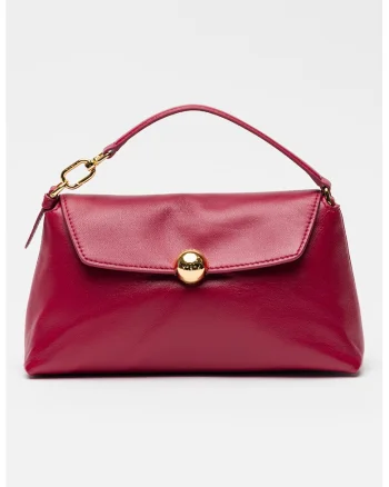 Geanta crossbody de piele cu bareta aditionala Sfera Soft, Roz inchis
