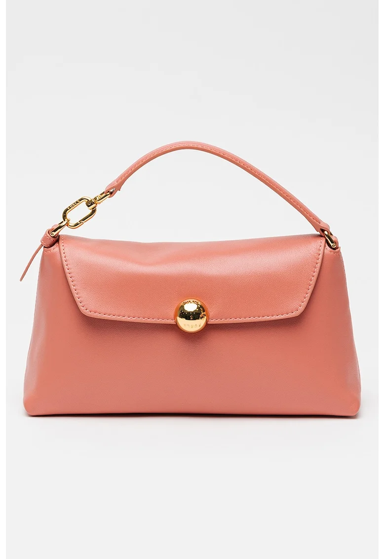 Geanta crossbody de piele cu bareta aditionala Sfera Soft, Roz prafuit