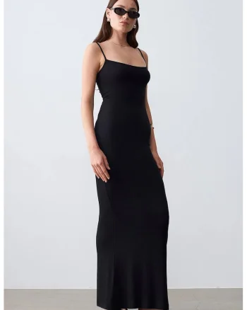Rochie Maxi Bodycon  Neagra, 91% modal, Casual