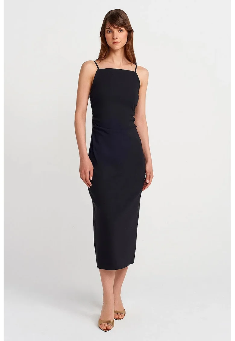Rochie Midi,  Bodycon, Elegant, Negru, 70% viscoza