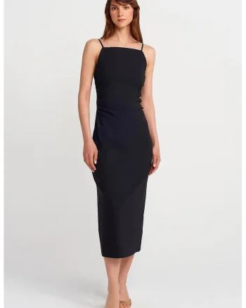 Rochie Midi,  Bodycon, Elegant, Negru, 70% viscoza