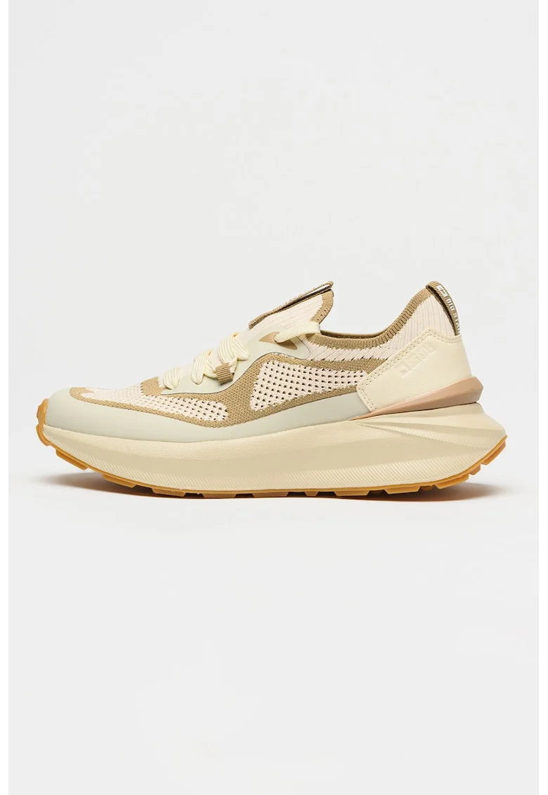 Pantofi sport slip-on din piele ecologica si plasa, Bej deschis