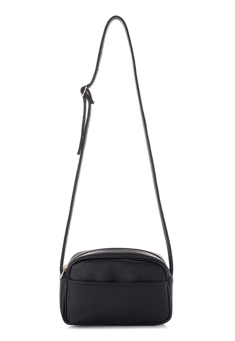 Geanta crossbody din piele ecologica cu bareta ajustabila, Negru