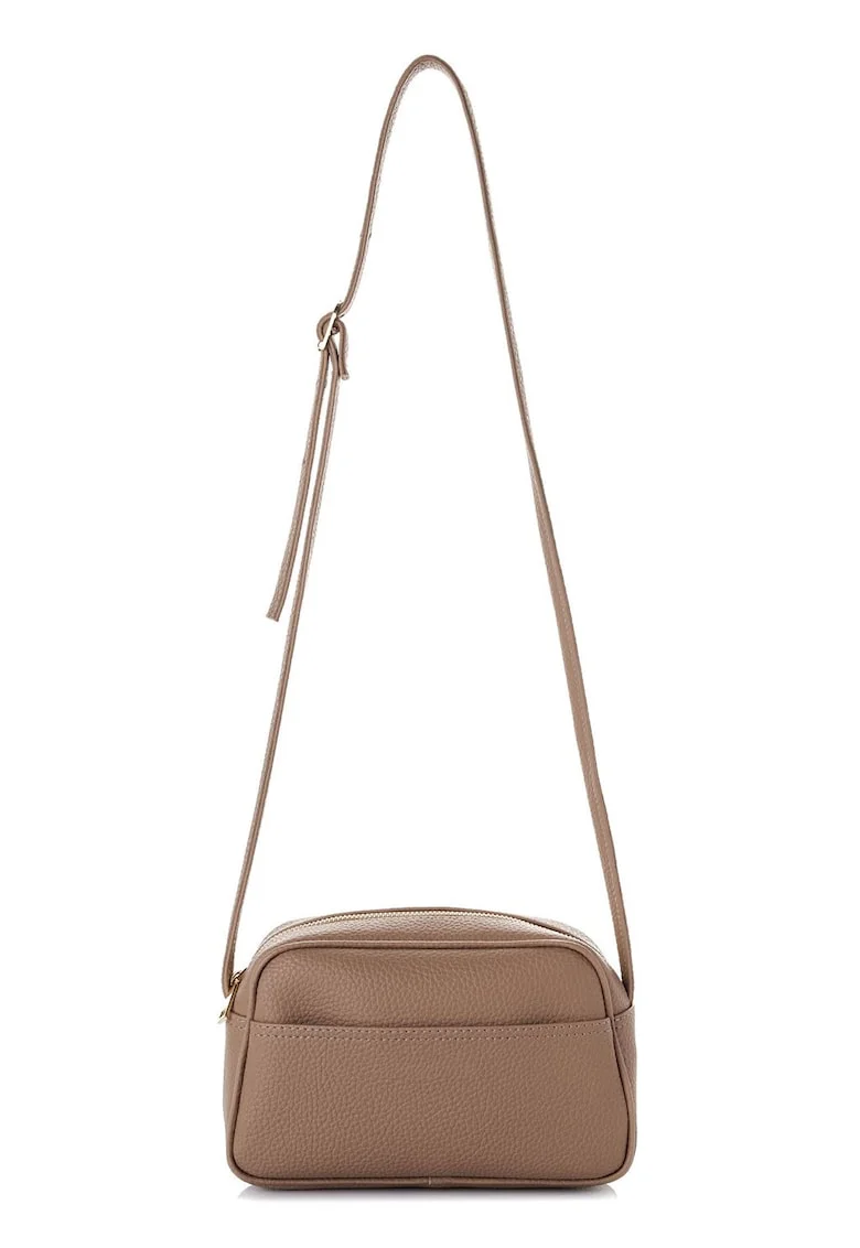 Geanta crossbody din piele ecologica cu bareta ajustabila, Bej inchis