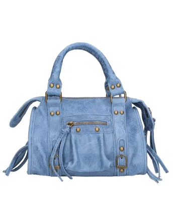 Geanta crossbody din piele intoarsa Erisia, Albastru deschis