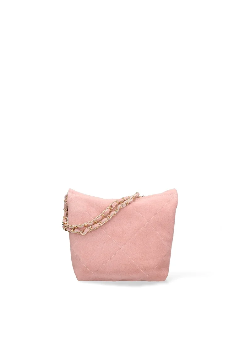 Geanta crossbody de piele intoarsa Edera Plus, Roz antichizat