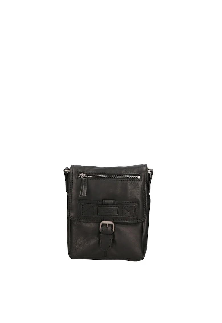 Geanta crossbody din piele cu model unisex Umbriel, Negru