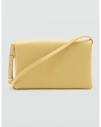 Geanta crossbody de piele ecologica cu bretele ajustabile, Galben pastel