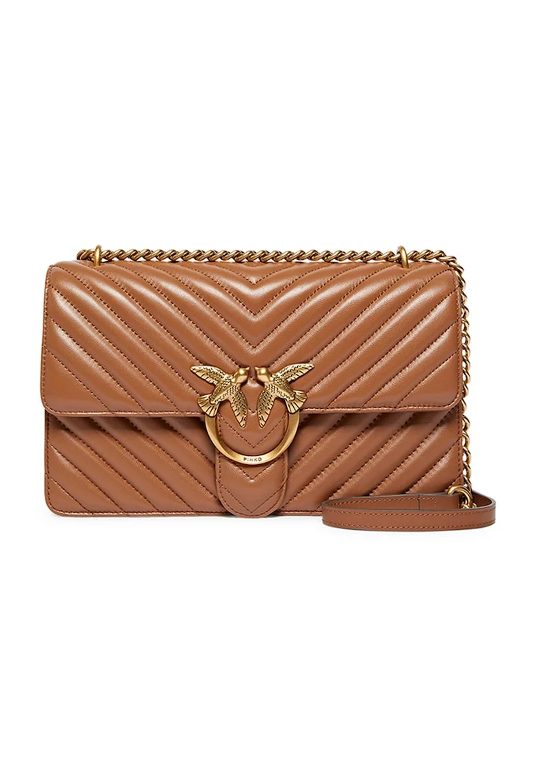 Geanta crossbody de piele Love One Classic, Maro camel