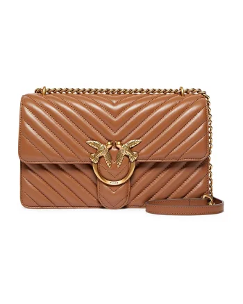 Geanta crossbody de piele Love One Classic, Maro camel