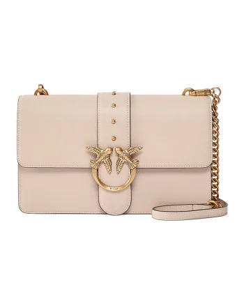 Geanta crossbody de piele cu doua compartimente, Bej inchis