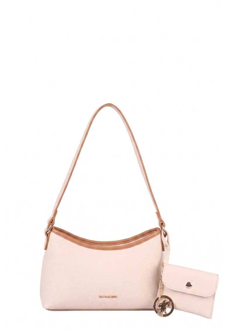 Geanta tip Crossbody, aplicatii cu logo, sistem de inchidere cu fermoar si maner reglabil