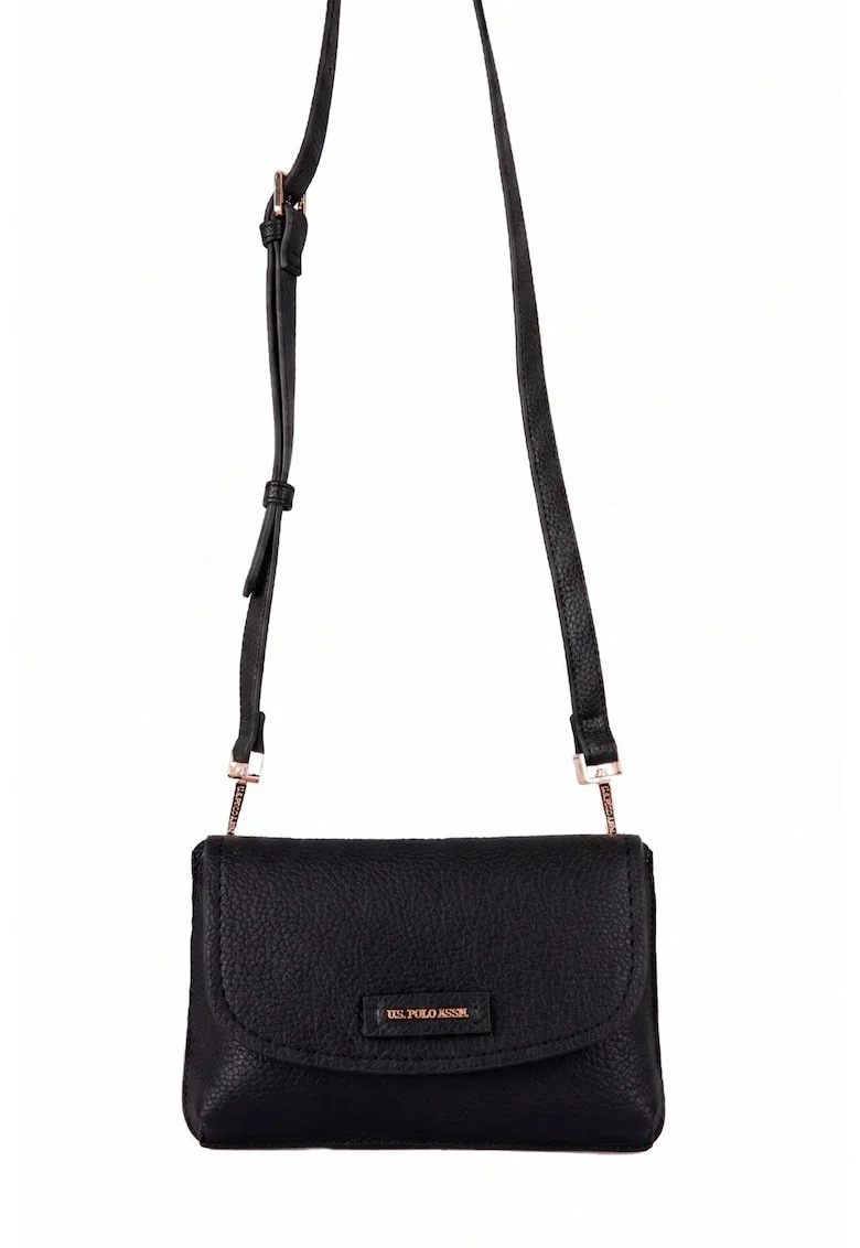 Geanta tip Crossbody, aplicatii cu logo, sistem de inchidere cu fermoar si maner reglabil