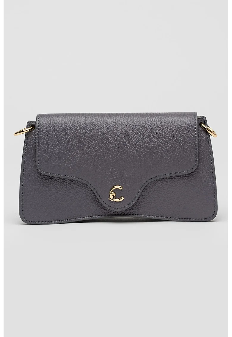Geanta crossbody din piele cu clapa C-Me, Gri verzui