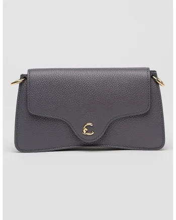 Geanta crossbody din piele cu clapa C-Me, Gri verzui