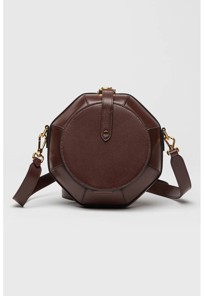 Geanta crossbody de piele cu bareta ajustabila, Violet pruna
