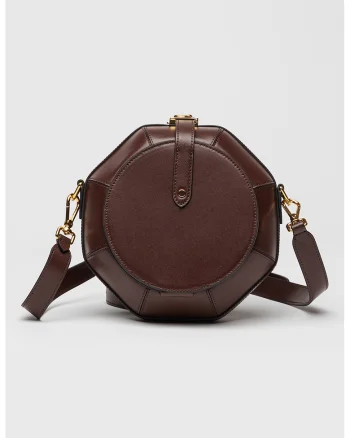 Geanta crossbody de piele cu bareta ajustabila, Violet pruna