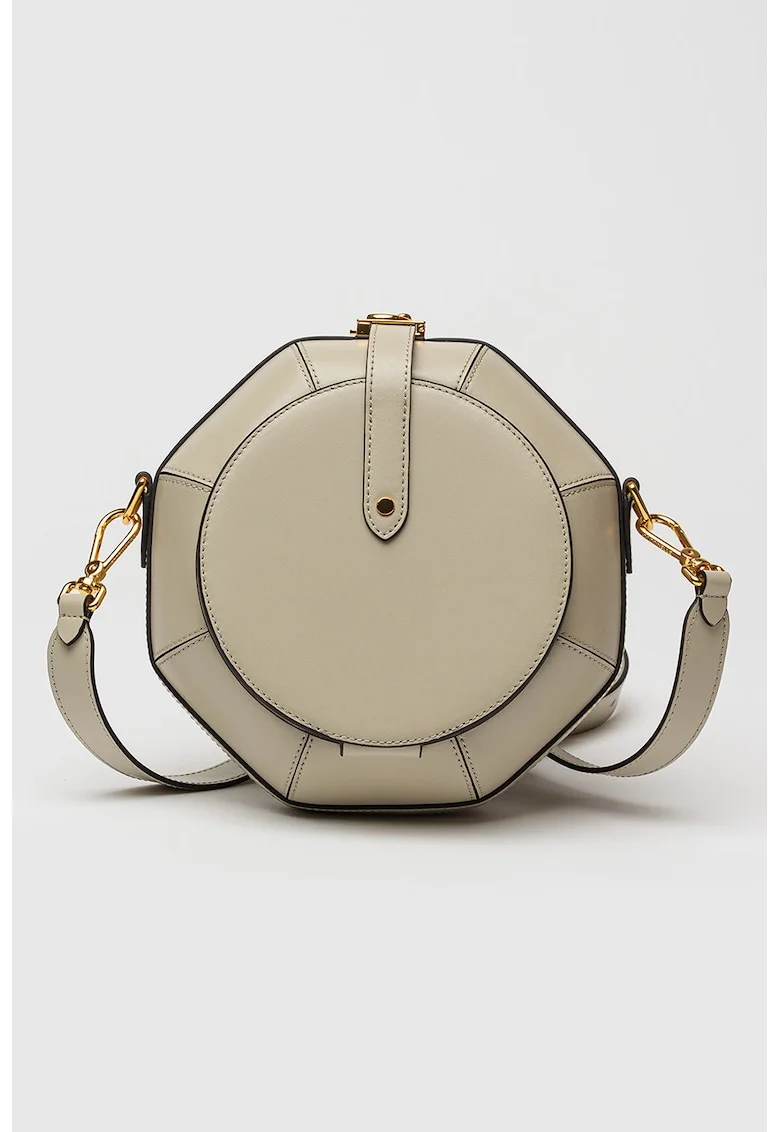 Geanta crossbody de piele cu bareta ajustabila, Verde pal